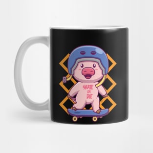 Skateboarding Pig On Skateboard Design Mug